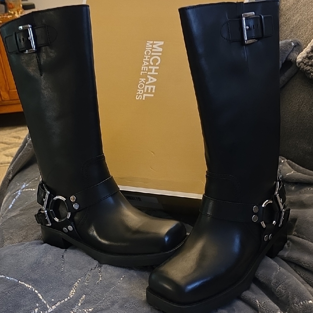 Michael Kors Black Combat & Moto Boots